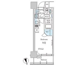 パークアクシス築地 3階ワンルームの間取り