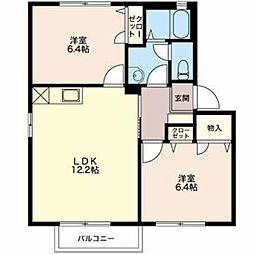 ピサンリ小針B 2LDKの間取図画像