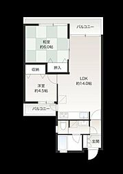 東急鷺沼スカイドエリングB棟 2LDKの間取図画像