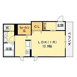 WB高見ノ里 ワンルームの間取図画像