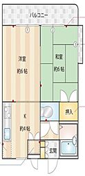 ロンドンビレッジA 2DKの間取図画像