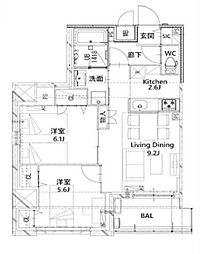 N-flats板橋 12階2LDKの間取り