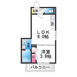 七道ハウス 3階1LDKの間取り