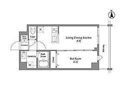 ザ・グラヴィティ新宿 4階1LDKの間取り