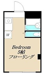 芦花公園ハイツ 3階ワンルームの間取り