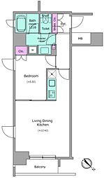 レジディア月島2 12階1LDKの間取り