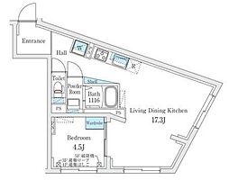 フィーカ代々木上原 4階1LDKの間取り