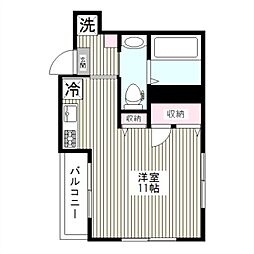 ウエスト　フォレスト 1階ワンルームの間取り