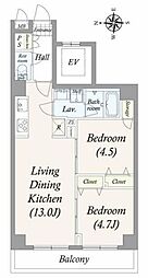 ALPHACOURT町屋 2LDKの間取図画像