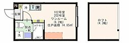 ハーモニーテラス上石神井関町 1階ワンルームの間取り