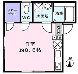 カーサ本木 3階ワンルームの間取り