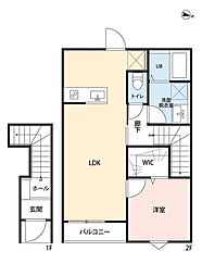 リーブルファイン葛飾西水元 2階1LDKの間取り