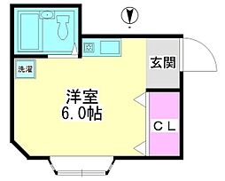 メゾンドホーヤ 1階ワンルームの間取り