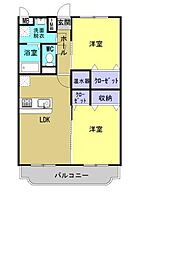はなみずきＩ番館 2階2LDKの間取り