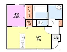 T-CREST万代 1階1LDKの間取り