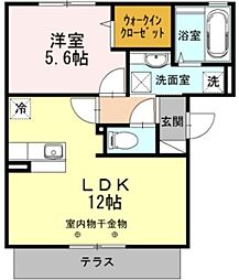 E.I.レジデンス B 1階1LDKの間取り