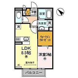 フィオーレ野崎III 1階1LDKの間取り