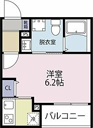 ハイム川崎新町 3階1Kの間取り