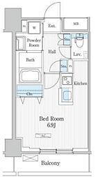 エトワール飯田橋 2階1Kの間取り