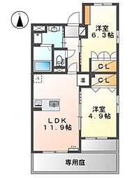 ディアコート 2LDKの間取図画像