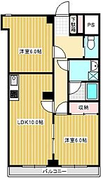 ロイヤル二ノ橋 2LDKの間取図画像