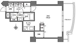 文京グリーンコートビュータワー本駒込B棟 ワンルームの間取図画像