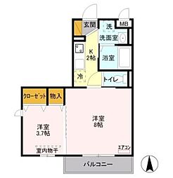 アーバンコート 2階2Kの間取り