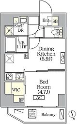 ブリックレジデンス南青山 2階1DKの間取り