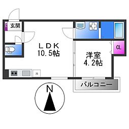 近鉄大阪線 弥刀駅 徒歩5分の賃貸アパート 3階1LDKの間取り