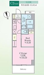 SUNBRIGHT OGIKUBO 4階1LDKの間取り