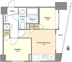 BPRレジデンス代々木 11階2DKの間取り