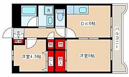 一番町ハイツ 5階2DKの間取り