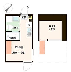 フォルトゥナ白楽 ワンルームの間取図画像