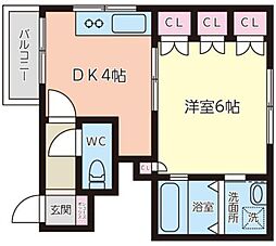 メゾン入倉2 1Kの間取図画像