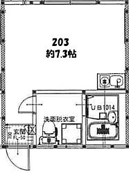 グリーントラスト 2階ワンルームの間取り