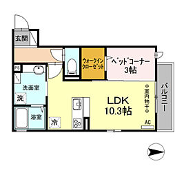 サンフェリーチェ海老名 1LDKの間取図画像