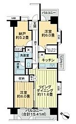 ユアコート川越 5階2SLDKの間取り