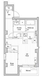 Chataigne Foret Otemachi 3階1LDKの間取り