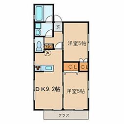 E carina 1階2DKの間取り