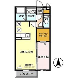 近鉄京都線 竹田駅 徒歩17分の賃貸アパート 2階1LDKの間取り