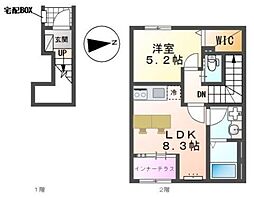 海老名市大谷北2丁目アパート 1LDKの間取図画像