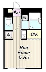 プランドール鶴間 1Kの間取図画像