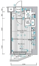ミライズ錦糸町マーロ 1DKの間取図画像