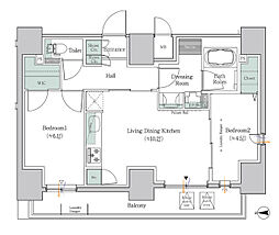 ワンルーフレジデンス板橋大山 1101 11階2LDKの間取り