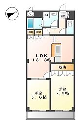 ＳＡＫＵＲＡ 3階2LDKの間取り