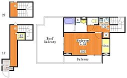 ネオコーポフロラI 3階1Kの間取り