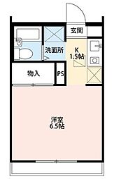 メゾンボヌール菊名B 1Kの間取図画像