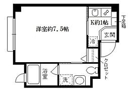カーサ躑躅ヶ丘 3階1Kの間取り