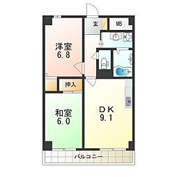 ラポール御幣島 2LDKの間取図画像