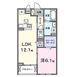 リビオMiyabi 1LDKの間取図画像